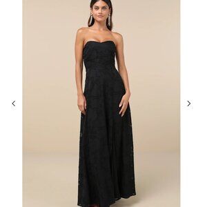 Lulus Black Floral Burnout Maxi Dress Small New With Tags Garden of Romance $99